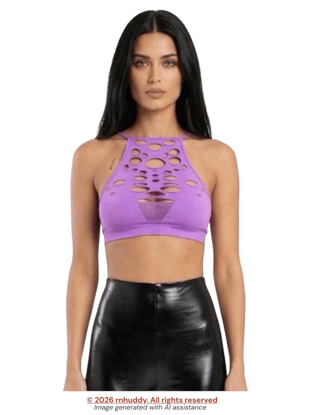 UO Out From Under XS/S purple seamless slashed crop top